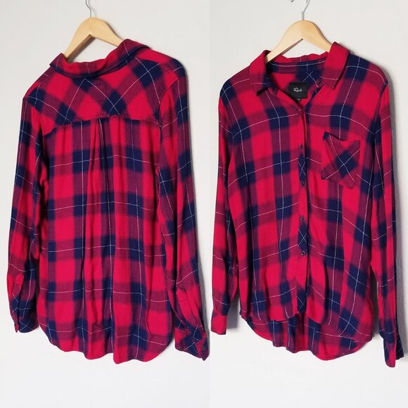 Rails Hunter Plaid Button Down Flannel Shirt M Ruby Navy Check Soft Cozy $178 - Picture 14 of 15